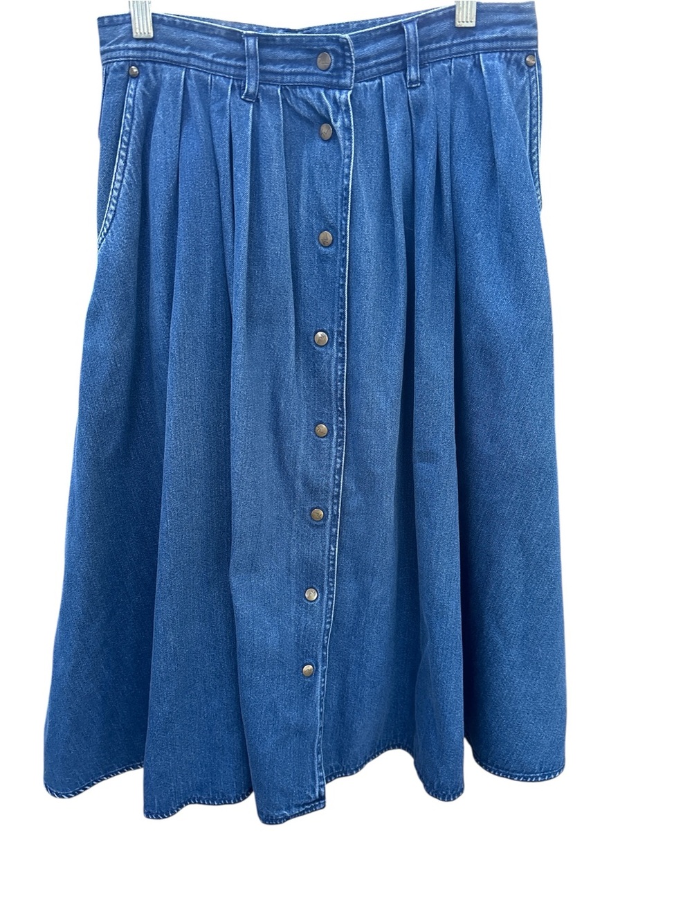 Vintage snap front A-Line Denim Skirt in Blue Size 12